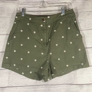 Mi Ami Francesca’s Floral High rise Green Shorts Women's 100% Cotton Size L